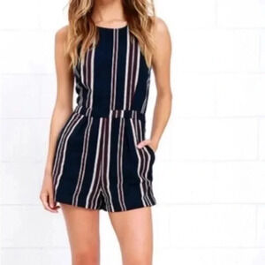Olive + oak navy striped driftwood dreamer romper size M